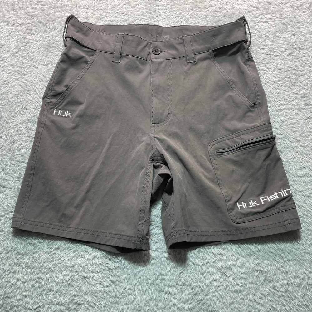 Huk Fishing Performance Shorts Mens Small Gray Quick Dry Cargo Pockets 0650